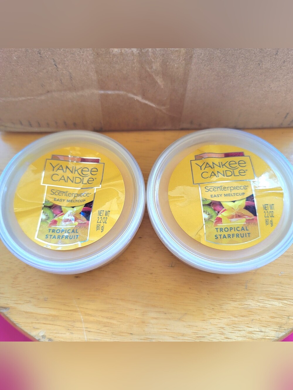 NWOT. Yankee Candle Tropical Starfruit Easy MeltCup Duo - Yellow